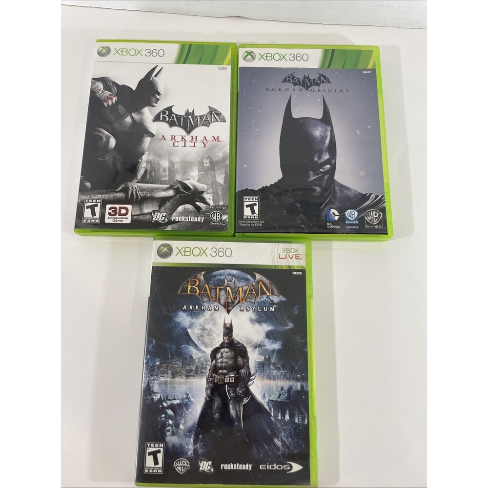 Xbox 360 Batman Arkham City Origins Asylum Games Lot CIB